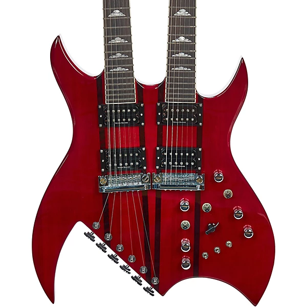 Rich B Legacy Doubleneck Electric Guitar Trans Red