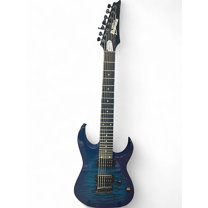 Used Ibanez GRG7221QA Blue Solid Body Electric Guitar