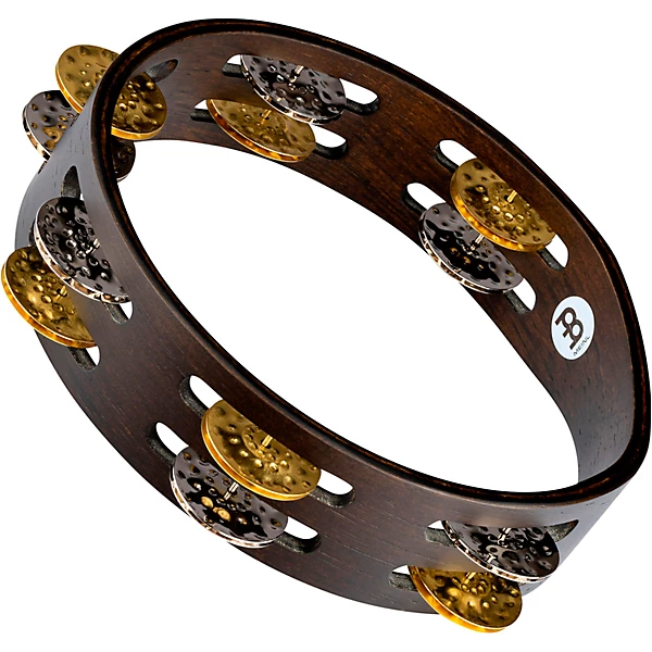 Compact Wood Tambourine 8 in Walnut Brown