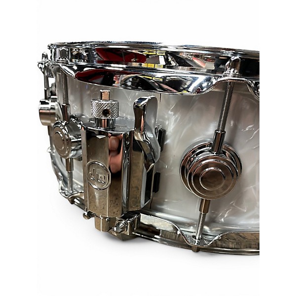 DW Used DW 45X14 Collectors Series Finish Ply Super Solid Maple Snare White Marine Pearl Drum.gc