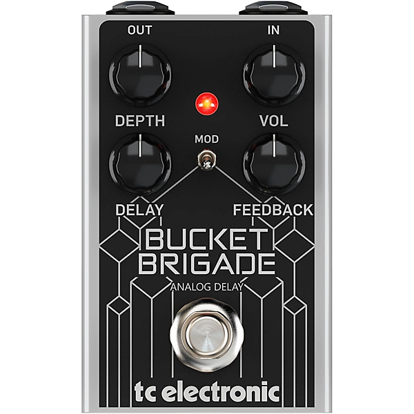 Bucket Brigade Analog Delay Effects Pedal Black and Silver