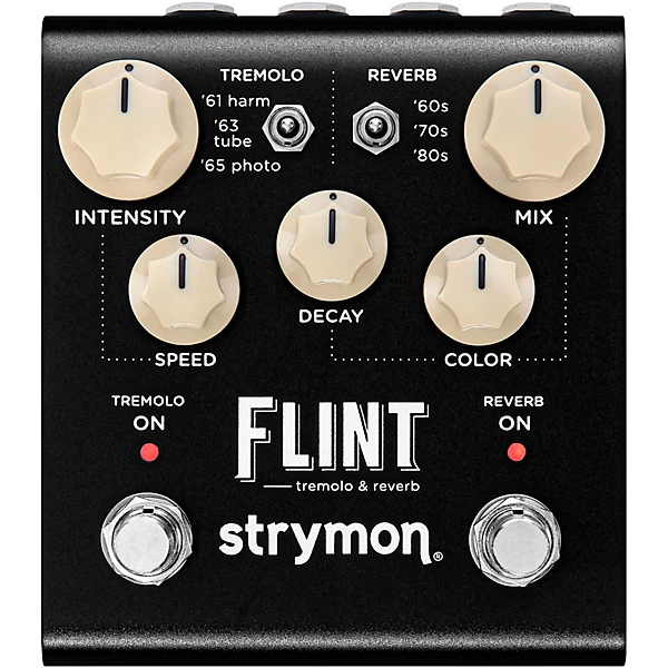 Flint V2 Tremolo Reverb Effects Pedal Black