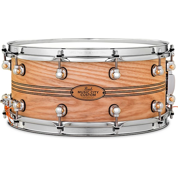 Music City Custom Solid Shell Snare Ash with Boxwood Rose TriBand Inlay