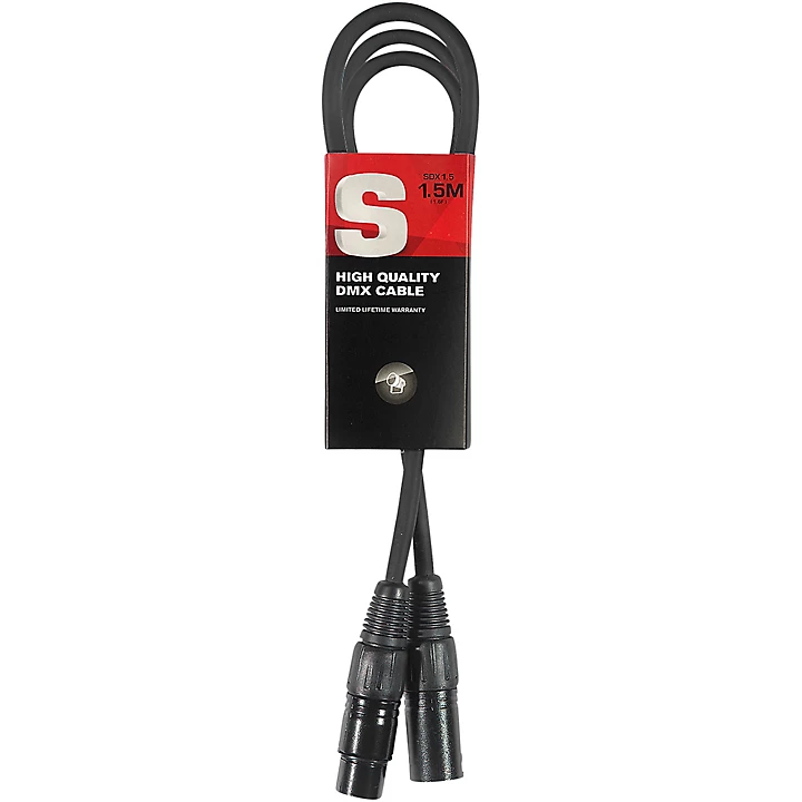 DMX cable XLR XLR m f 5 ft Black