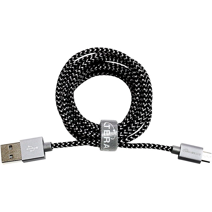 USB 20 C to A Braided Cable 6 Black White