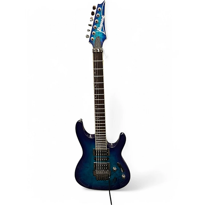Used Ibanez s670qm Blue Solid Body Electric Guitar
