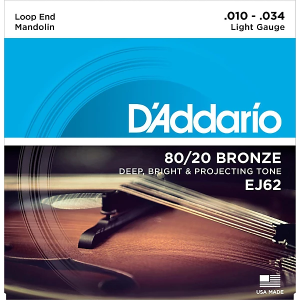 EJ62 80 20 Bronze Mandolin Strings Light 10 34