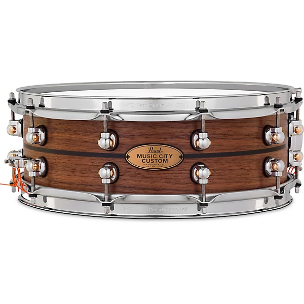 Music City Custom Solid Shell Snare Walnut with Ebony Inlay