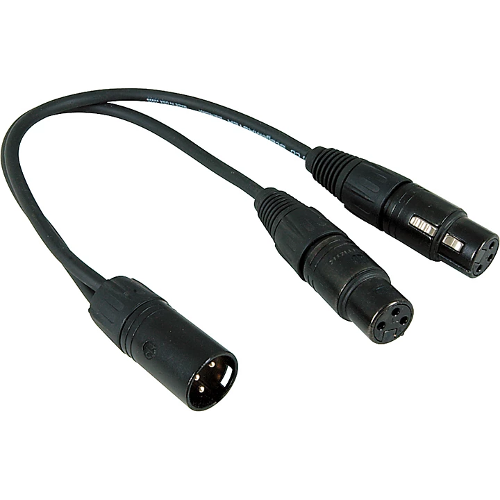 Y Mic Cable Male XLR to 2 Female XLR 1 ft