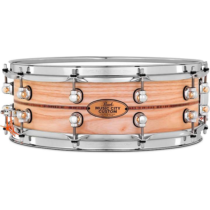 Music City Custom Solid Shell Snare Ash with Boxwood Rose Inlay