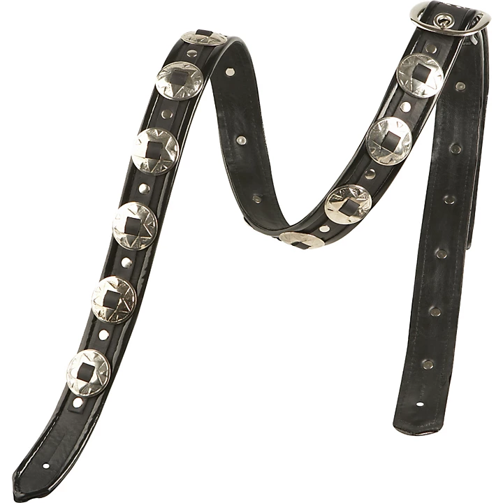 M Star Concho Guitar Strap Black Black Binding