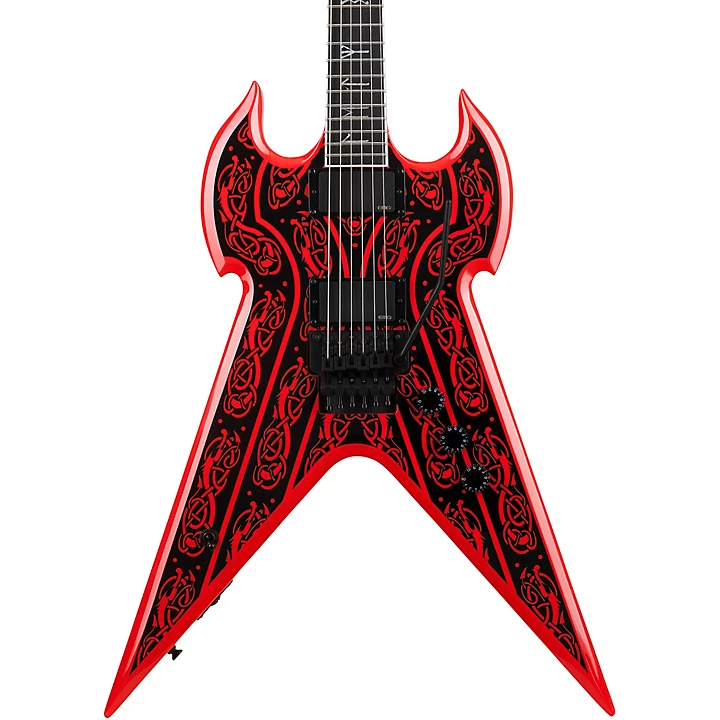 Warhammer FR Norse Dragon Pinstripe Electric Guitar Red