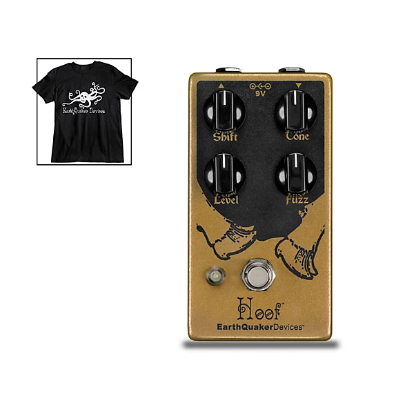 Hoof V2 Fuzz Effects Pedal and Octoskull T Shirt Large Black