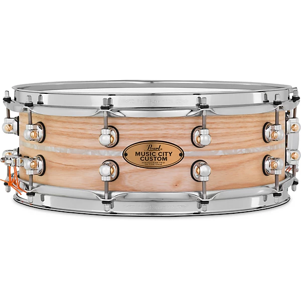 Music City Custom Solid Shell Snare Ash with Nicotine Marine Inlay