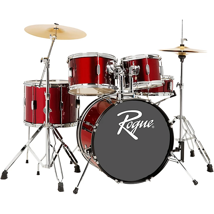 Clearance Rogue RGD0520 5 Piece Complete Drum Set Dark Red