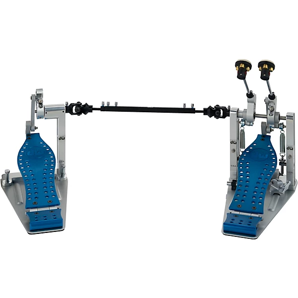 Colorboard Machined Direct Drive Double Bass Drum Pedal with Blue Footboard