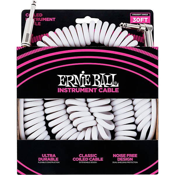 Coiled Ultraflex Straight Angle Instrument Cable White 30 ft