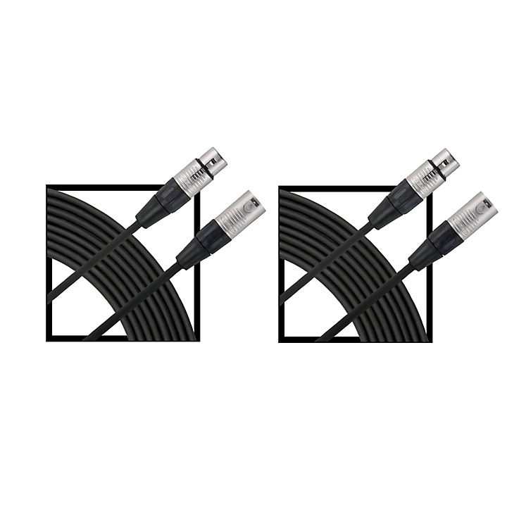 Essential XLR Microphone Cable Regular 25 ft Black 2 Pack