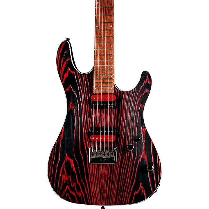 KX Series 6 String Electric Guitar Etched Black and Red