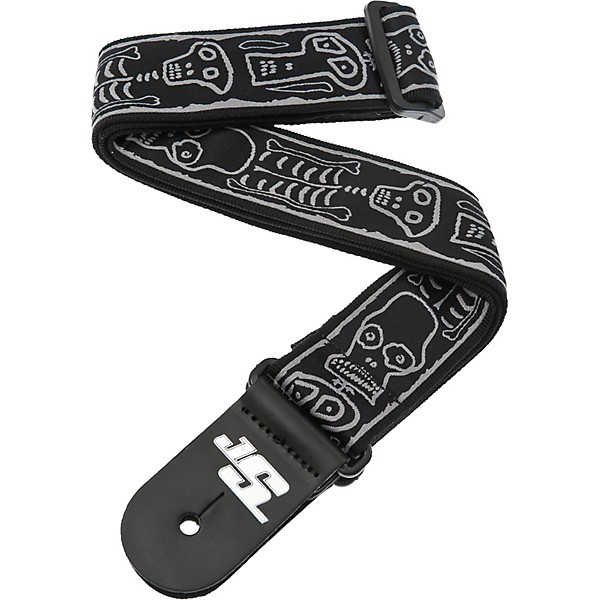 Joe Satriani Nylon Guitar Strap Black Gray Skull N Bones