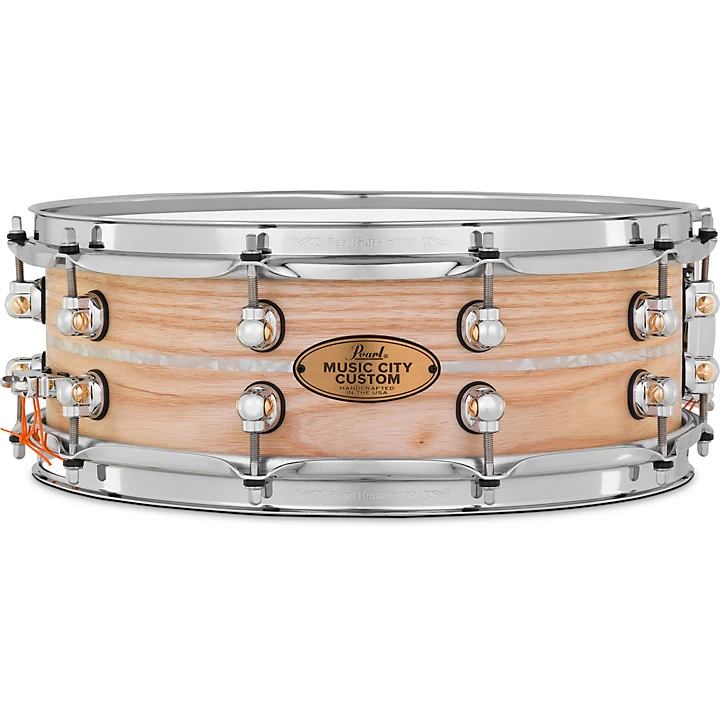Music City Custom Solid Shell Snare Ash with Nicotine Marine Inlay
