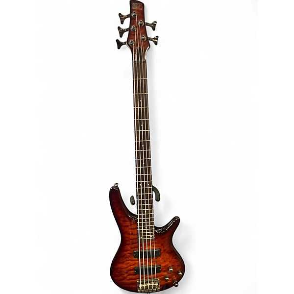 Used Ibanez SR405 5 String Brown Sunburst Electric Bass Guitar