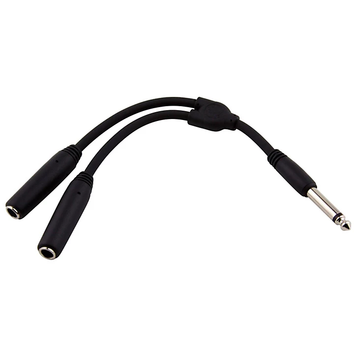 Y Cable Mono 1 4M to Dual Mono 1 4F 6 in