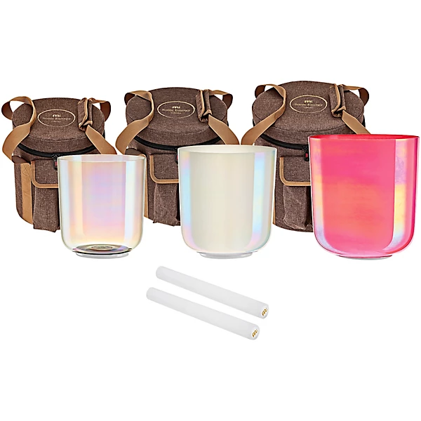 MEINL Sonic Energy 3 Piece Essence Crystal Singing Bowl Set, E4/B3/G3, 440 Hz