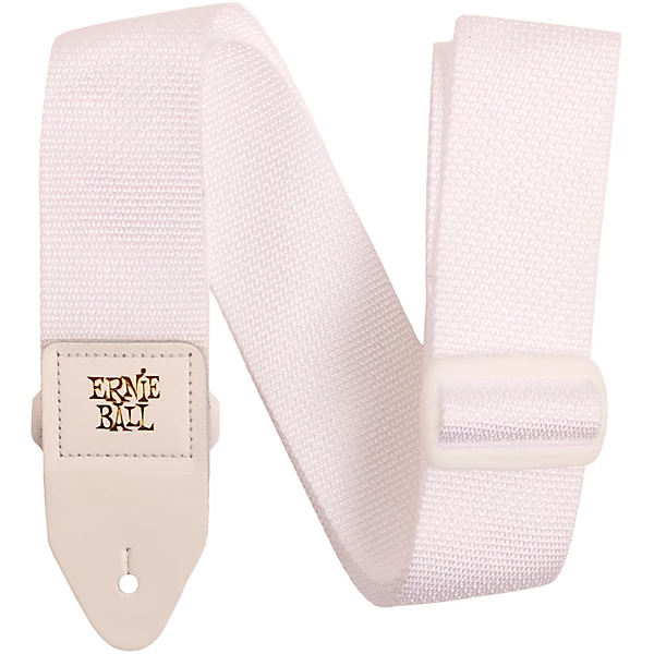 Polypro White Leather Guitar Strap White
