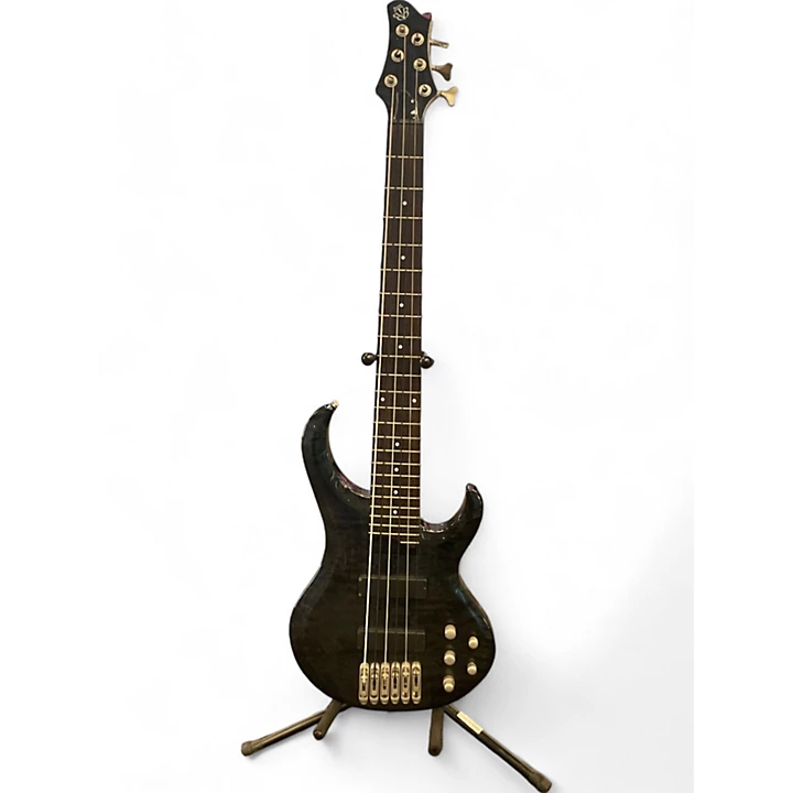 Used Ibanez BTB 406 QM Trans Black Electric Bass Guitar