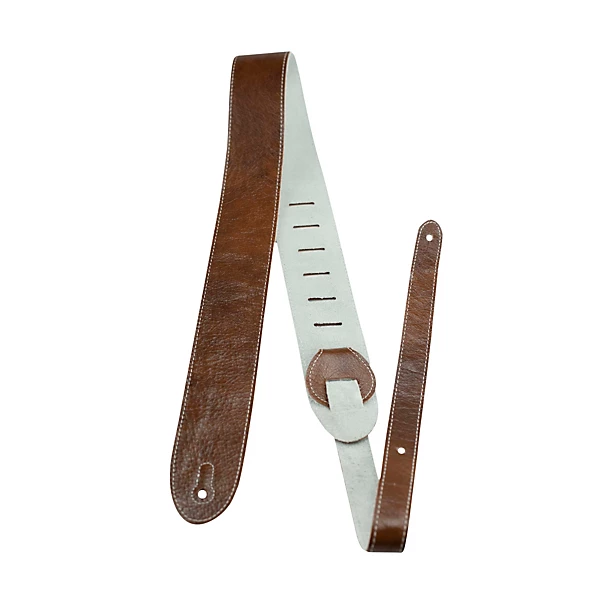 2 Soft Italian Leather Guitar Strap Chestnut Brown
