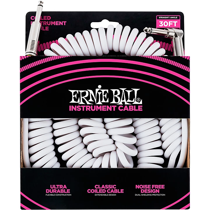 Coiled Ultraflex Straight Angle Instrument Cable White 30 ft