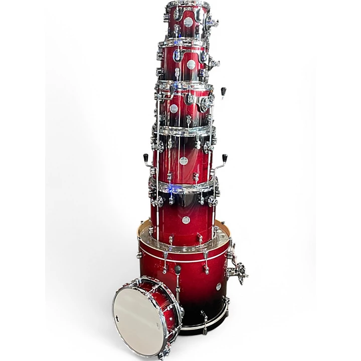 PDP by DW Used PDP by DW 7 Piece Concept Series RED SPARKLE FADE Drum Kit.gc