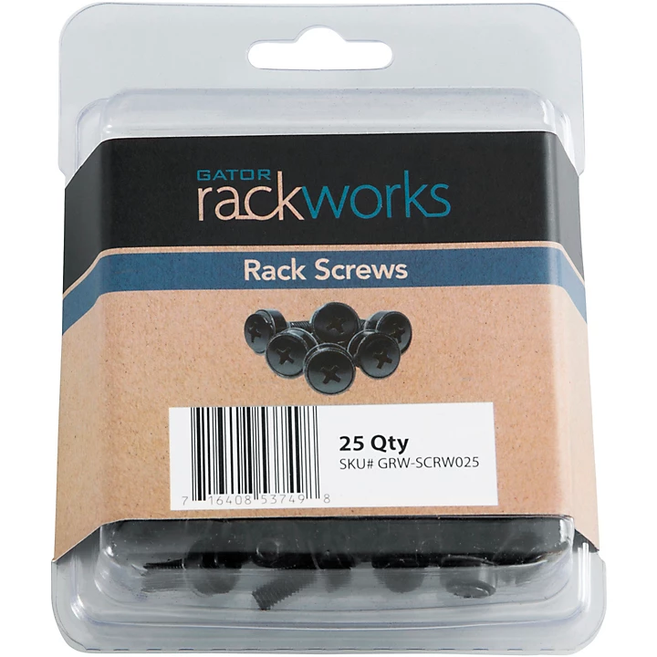 GRW SCRW025 25 Pack of Rack Screws with Washers Black