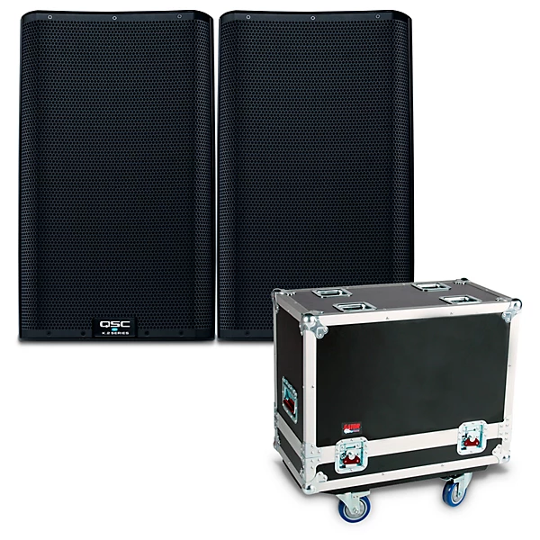 K122 Powered Speaker Pair With Gator G TOUR SPKR 2K12 Speaker Case