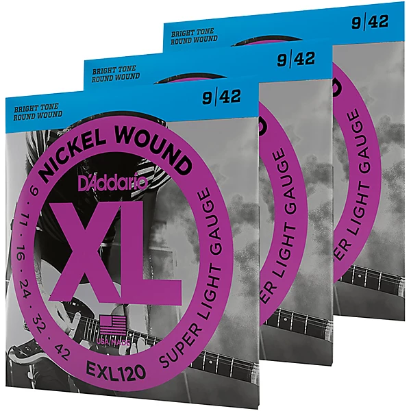EXL120 Nickel Super Light Electric Guitar Strings 3 Pack