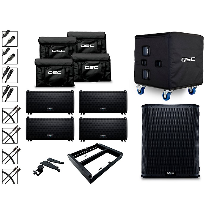 4 LA108 Ground Stack Active Line Array Speaker Package With KS118 Subwoofer