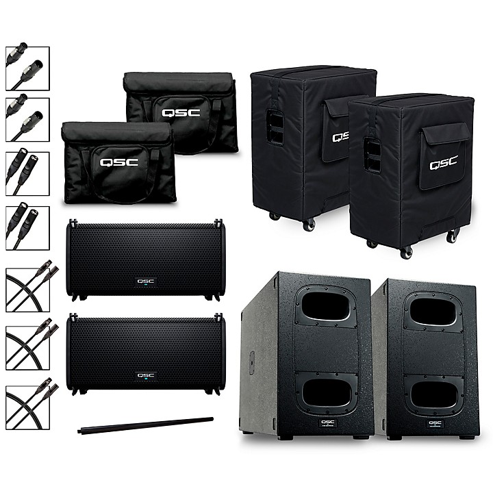 2 LA108 Pole Mounted Active Line Array Speaker Package With 2 KS212C Subwoofers