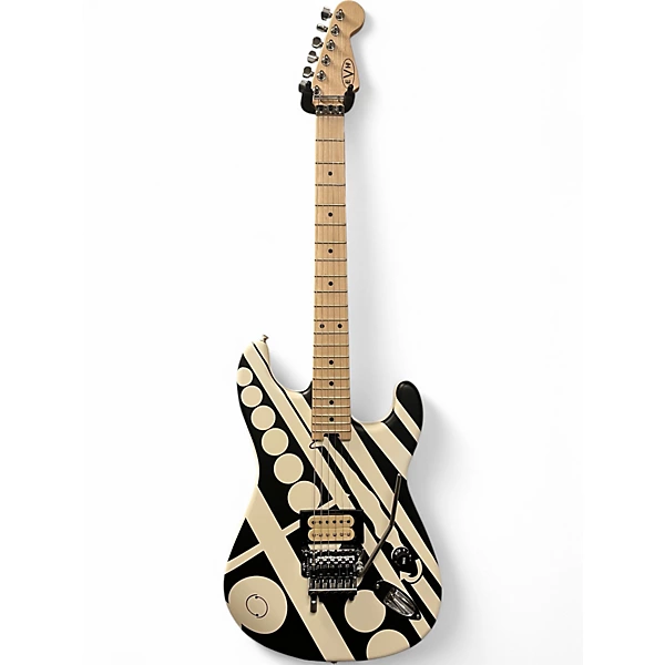 EVH Used EVH Stripe Series Circles Black and White Solid Body Electric Guitar