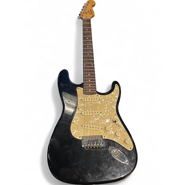 Used Squier Stratocaster Black Solid Body Electric Guitar