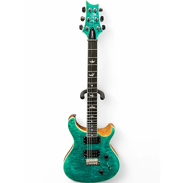 PRS Used PRS SE Custom 24 Quilt Aqua Solid Body Electric Guitar.gc