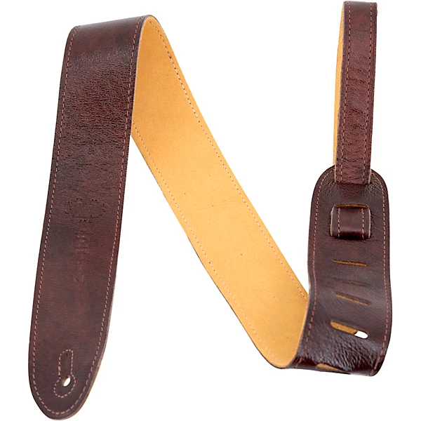 25 Suede Backed Leather Guitar Strap Dark Brown