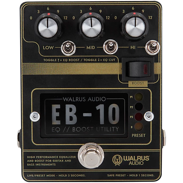 EB 10 Preamp EQ Boost Effects Pedal Black