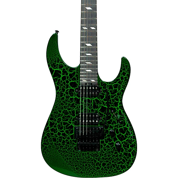 Ninja 6 String Floyd Rose Pro Series Electric Guitar Green Crackle