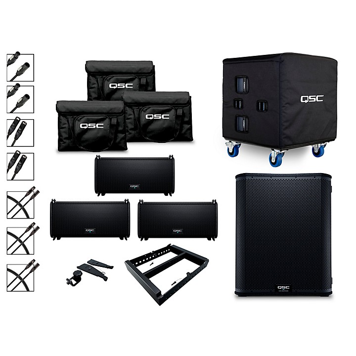 3 LA108 Ground Stack Active Line Array Speaker Package With KS118 Subwoofer