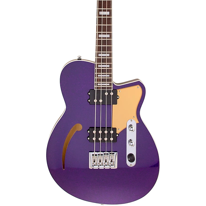 Linh Lee Signature Lil Linhbacker Semi Hollow Bass Purple Sparkle
