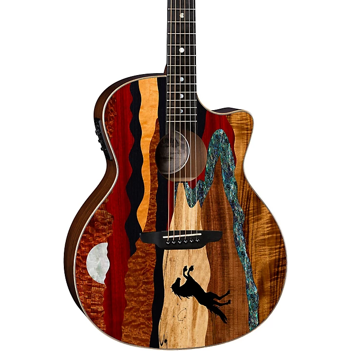 Vista Stallion Acoustic Electric Guitar with Case Gloss Natural