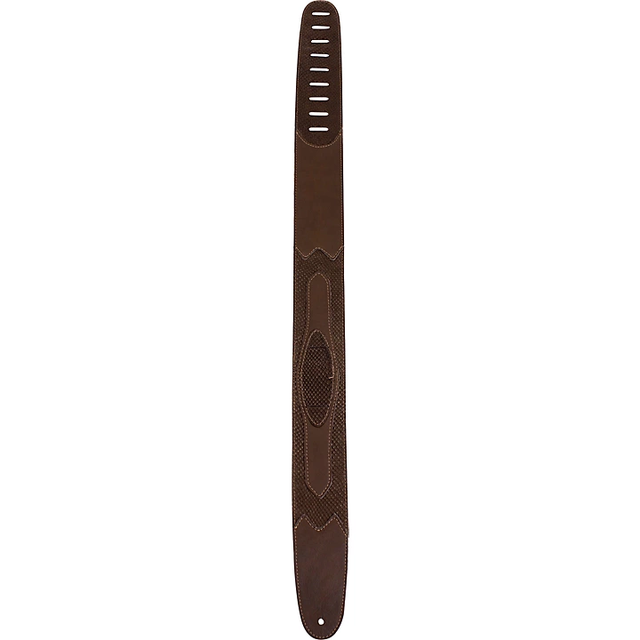 25 Leather Guitar Strap Brown on Brown Snake Skin
