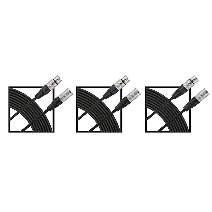 Essential XLR Microphone Cable Regular 25 ft Black 3 Pack