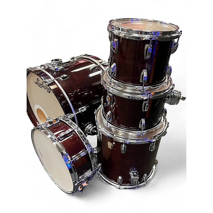 Ludwig Used Ludwig 5 Piece Classic Maple 5 pc Dark cherry stain Drum Kit.gc
